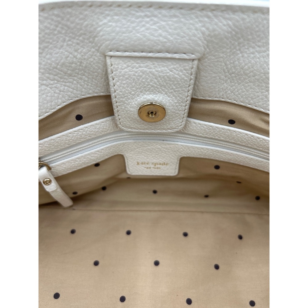 Kate Spade New York Cream Pebbled Leather Tassel Shoulder Bag Gold Hardware - Picture 6 of 10